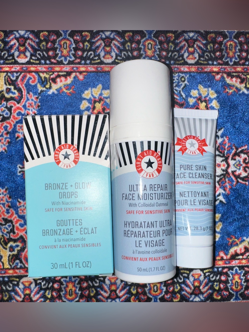 First Aid Beauty Repair Moisturizer, Bronze +Glow Drops, Pure Skin Face Cleanser